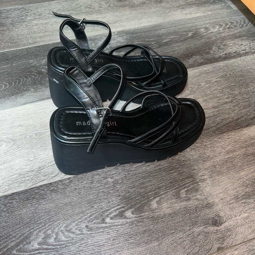 Madden Girl Black Platform Shoes with Criss-Cross Straps